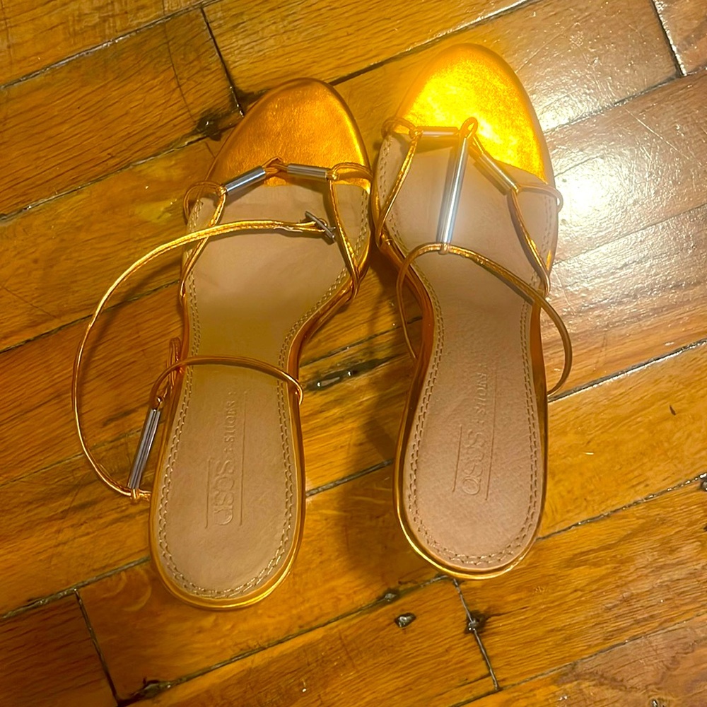 ASOS design orange and silver heels